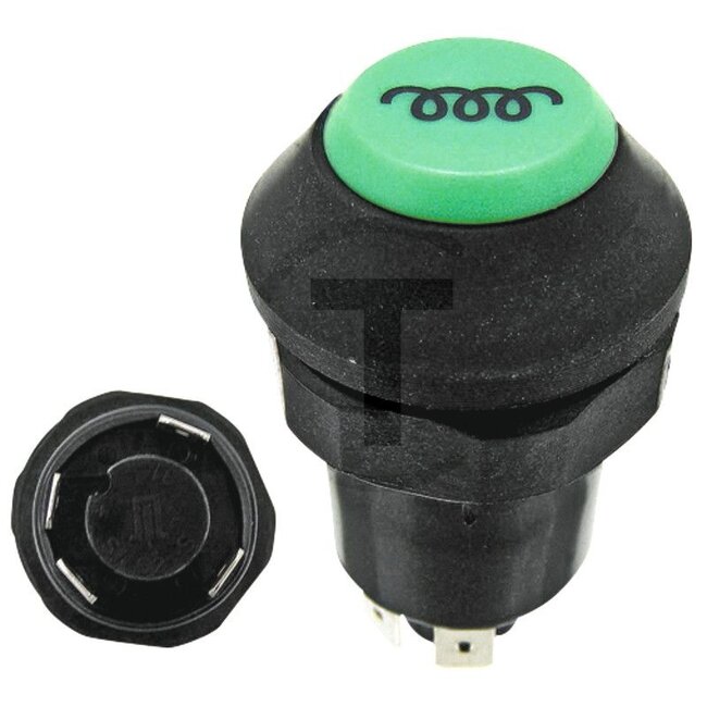 GRANIT Push button switch Additional heater - 50799088, 11130150XX, 01177151 | Version: 12/24 V, Green button, with lock, Ø 30 mm, 4 blade terminals 6.3 x 0.8 (31- S1- S- +), Dustproof and splashproof, With glass socket bulb 12 V / 1.2 W | To operate: Additional