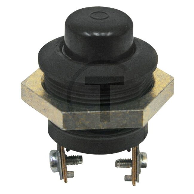 HELLA Drukknopschakelaar universeel - 4556JF 001571001, 6JF001571001, 6JF 001 571-001, 0009730300 | Uitvoering: voor inbouw, drukknop zwart, Normaal open contact, ruststand "Uit", 2 gecombineerde schroef-vlakstekkeraansluitingen, voor wanddikte tot maximaal 5 m