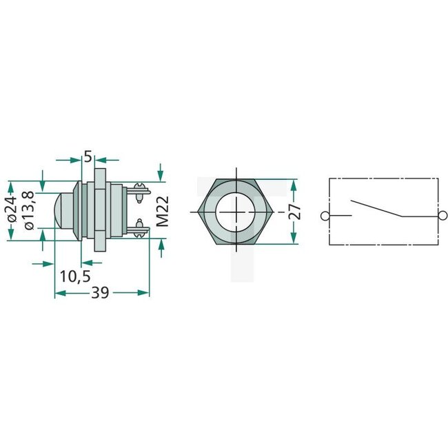 HELLA Druckknopfschalter N/O-Kontakt Einbau schwarz 12 / 24 V, Ø 24 mm | 6JF001571001