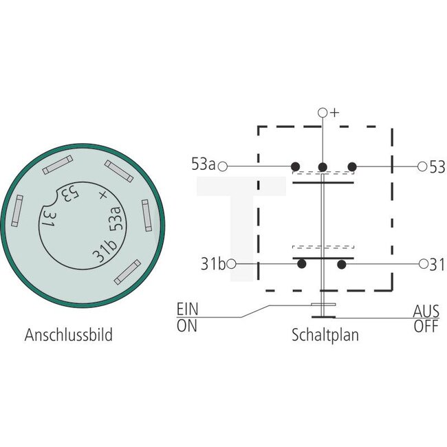 GRANIT Druckknopfschalter Scheiben / spoelers 12 / 24 V, gelb, 5 Flachstecker | 11240100XX