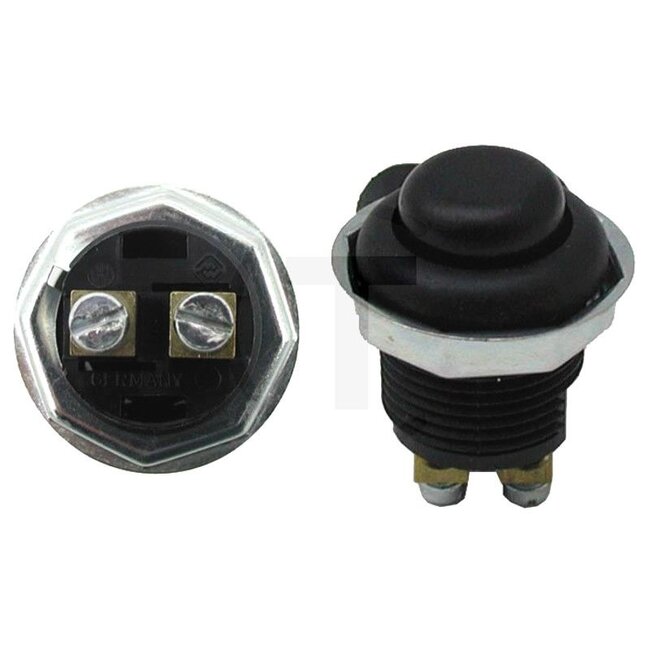 GRANIT Push button switch Universal - 50770468022, 11600050XX, 180049, 302008 | Version: Black thermosetting plastic, silver contacts, make contact, normally off, screw connection M5, power rating: 12 V - 16 A, 24 V - 10 A, mounting opening Ø 22.5 mm / 5 mm