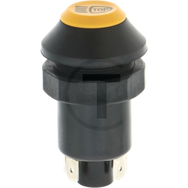 GRANIT Druckknopfschalter Scheinwerfer "TOP" - 5070010968, G312900160011, 11165040XX | Ausführung: 12 / 24 Volt, Knopf gelb, mit Arretierung, Ø 38 mm, 6 Flachsteckanschlüsse, 6,3 x 0,8