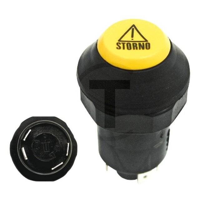 GRANIT Push button switch Hazard warning lights - 50721003, 11245380XX | Version: 12/24 V, Yellow button, with lock, Ø 30 mm, 4 blade terminals 6.3 x 0.8 (31- S1- S- +), Dustproof and splashproof, With glass socket bulb 12 V / 1.2 W
