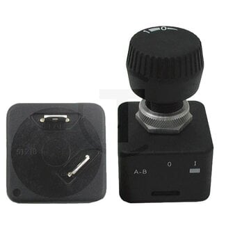 Draaischakelaar aan/uit, knop zwart, 2 aansluitingen, 12 V / 15 A