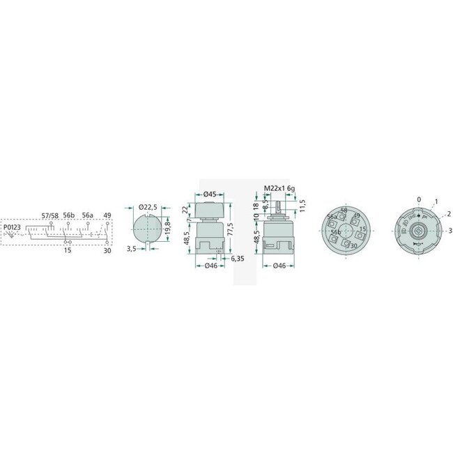 Cobo Draaischakelaar Knop zwart - 22723109000, 1027708 | Uitvoering: Functies: Verlichting, claxon, met 6 vlakstekkeraansluitingen, Belastbaarheid: 12 volt = 20 A (parkeerlicht) 12 volt = 15 A (grootlicht, dimlicht) 12 volt = 7 A (claxon)