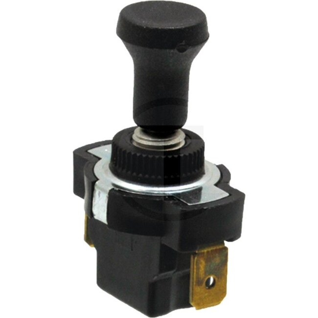GRANIT Zugschalter Ein/Aus Schalter - 50770590210, 20200310 | Ausführung: 12 / 24 Volt; ,  Knopf klein (schwarz) | Anschluss: Flachstecker (2 x 6,3 mm) | Belastbarkeit 12 V: 10 A | Belastbarkeit 24 V: 5 A | Einbau-Ø: 8,5 mm | Schaltfunktion: Ein/Aus Schalter | N