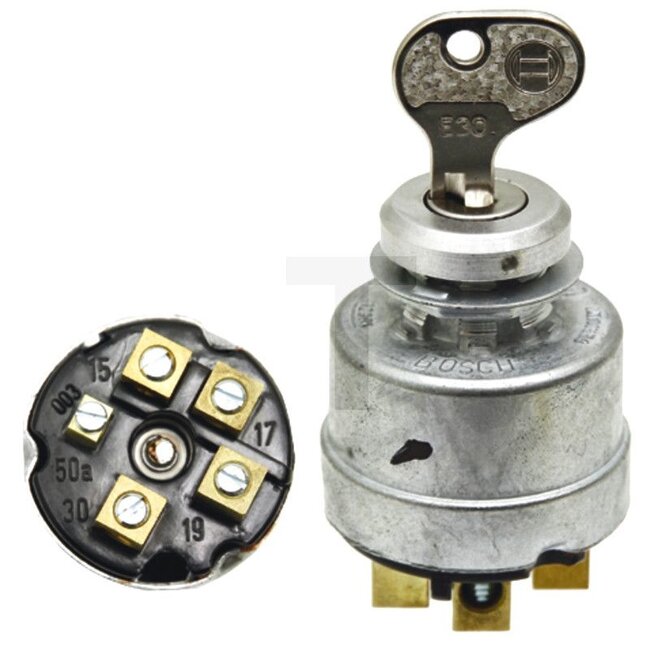 BOSCH Glühanlassschalter mit 2 Schlüsseln - 2500342315001, 0502679, 342315001, 0342315001, 00022678, 50152310, 14467110, 0009730201 | Ausführung: 12 V / 24 V, Sicherheitsschloss, Schlüssel nur in Stellung "Aus" abziehbar., Schließungs-Nr. E30, Schraubanschlüsse