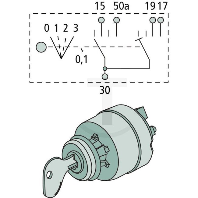 BOSCH Glühanlassschalter mit 2 Schlüsseln - 2500342315001, 0502679, 342315001, 0342315001, 00022678, 50152310, 14467110, 0009730201 | Ausführung: 12 V / 24 V, Sicherheitsschloss, Schlüssel nur in Stellung "Aus" abziehbar., Schließungs-Nr. E30, Schraubanschlüsse