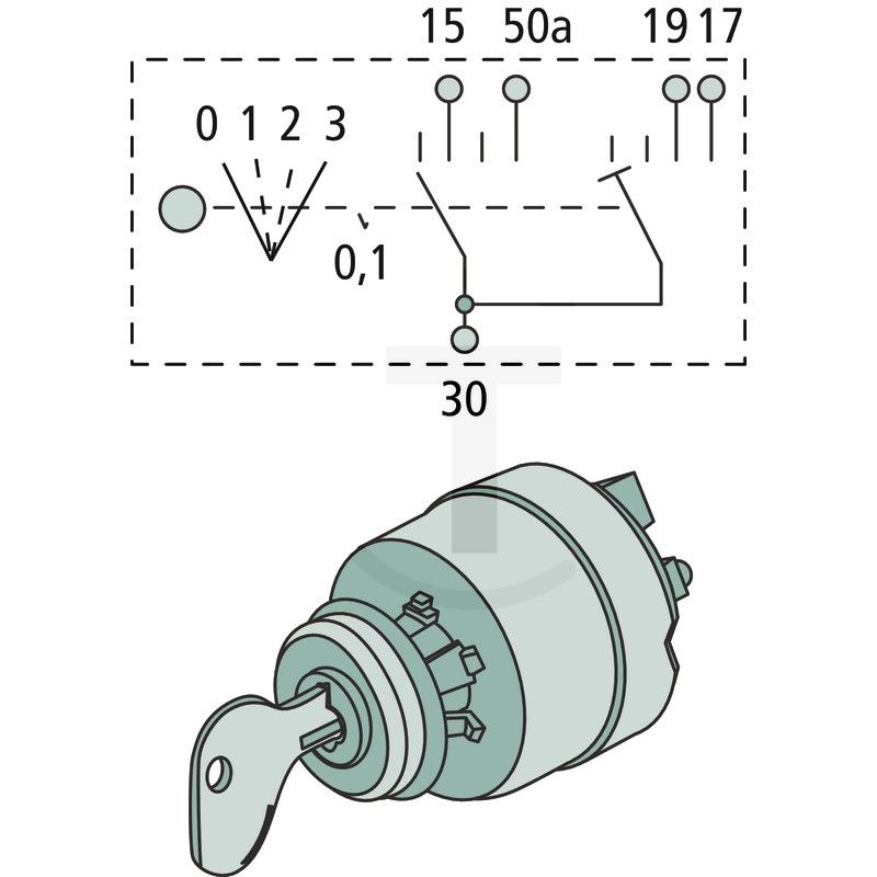 BOSCH Gloei-startschakelaar 12 V / 24 V, Ø 22 mm, slot E30-2 sleutels | 0502679, 342315001, 0342315001, foto 3 van 3