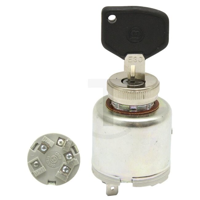 Cobo Ignition start switch With 2 keys (coated) - 22714158000, 1021362 | Version: 12 V, with blade terminal, contacts: 1: 30/1 - 15 = max. 20 A 2: 30 - 50 = max. 50 A, Function: 0: off / 1: consumer / 2: start, Housing Ø 40 mm