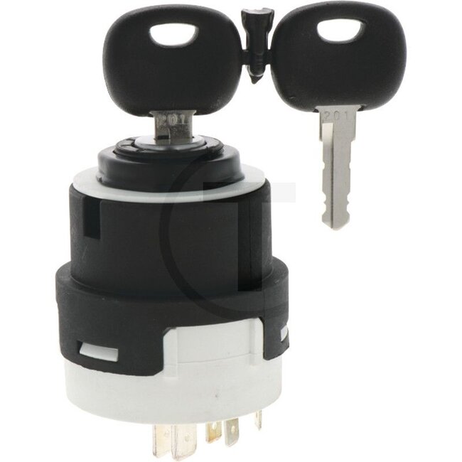 GRANIT Start switch With 2 keys - 5070010129, 20500305 | Version: Operating voltage: 12 V/24 V, Connection: 6 blade terminals (6.3 x 0.8 / 9.5 x 1.2 mm), Locking cylinder with water protection, 2 keys (code 201), Number of switching operations: approx. 50,000, C