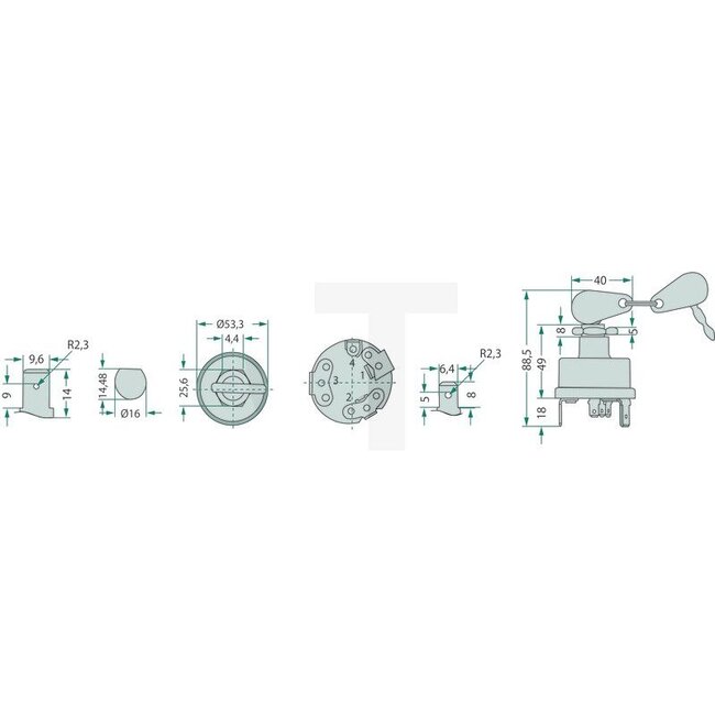 Cobo Zündstartschalter mit 2 Schlüsseln (ummantelt) - 22714188000, 1021407 | Ausführung: 12 V, mit Flachsteckanschluss, Funktion:, 0 = Aus, 1 = Verbraucher, 2 = Vorglühen, 3 = Vorglühen / Starten