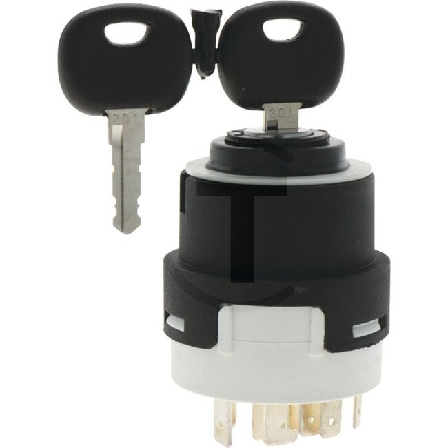 GRANIT Start switch With 2 keys - 5070010133, 20500605 | Version: Operating voltage: 12 V/24 V, Connection: 9 blade terminals (6.3 x 0.8 / 9.5 x 1.2 mm), Locking cylinder with protection against water, 2 keys (code 201), Number of switching operations: approx. 5