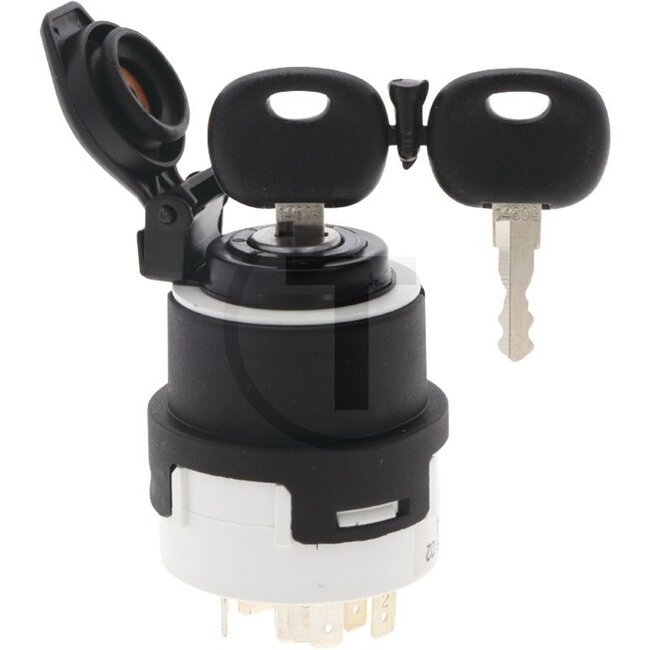 GRANIT Start switch With 2 keys - 5070010164, 20500602 | Version: Operating voltage: 12 V/24 V, Connection: 9 blade terminals (6.3 x 0.8 mm &amp; 9.5 x 1.2 mm), Locking cylinder with hinged cover, 2 keys (type A 14603), Max. voltage drop: 250 mV, Number of switc
