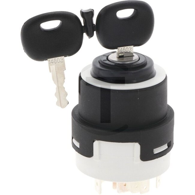 GRANIT Start switch With 2 keys - 5070010160, 20500601 | Version: Operating voltage: 12 V/24 V, Connection: 9 blade terminals (6.3 x 0.8 mm &amp; 9.5 x 1.2 mm), Locking cylinder with protection against water, 2 keys (type A 14603), Max. voltage drop: 250 mV, Num