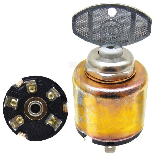 Cobo Ignition switch With key - 22723100000, 1027688 | Version: 12 V, max. 15 A, with blade terminal, Switch positions:, 0: off/ignition, 1: sidelight, 2: dipped beam, 3: full beam, Housing Ø 40 mm