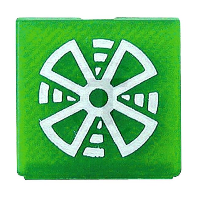 HELLA Symbol Gebläse schnell - 4559XT 713630251, 9XT713630251, 9XT 713 630-251, 16095830 | Farbton: grün | passend für: HELLA Schalter Serien 4570 und 7832 | Symbol: Gebläse schnell