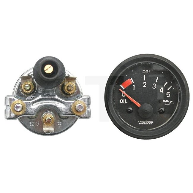GRANIT Pressure gauge For oil pressure - 60799051, 120882 | Version: Installation Ø 52 mm, Measuring range: 0 - 5 bar, Resistor: 10 - 180 ohm, Black ring | Ø: 60 mm | Display range: 0 - 5 bar | Colour/ring: Black | Resistance in measuring range at 0-7 bar approx