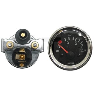 GRANIT Manometer oliedruk 0 - 7 bar, Ø 60 mm, 10 - 180 ohm, verchroomde ring