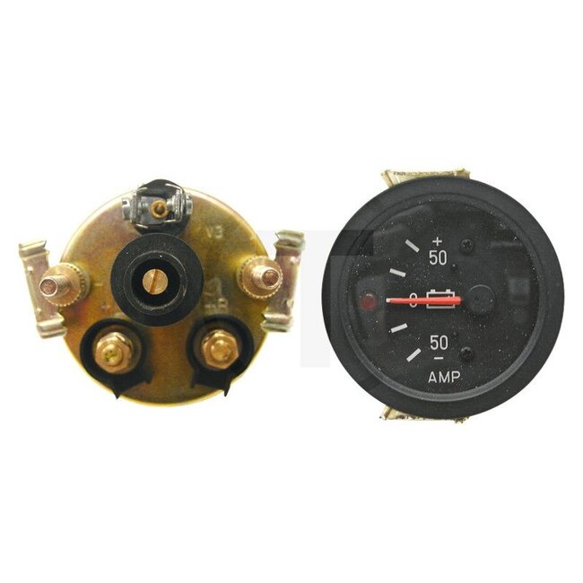 GRANIT Amperemeter 12 Volt | Ø 60 mm (universell einsetzbar) - 60799019, 210997 | Ausführung: Anzeige: -50 / 0 / +50 Ampere, mit Schraubanschluss, mit Kontrollleuchte für Zusatzfunktion | Farbe: schwarz | Anzeige Messbereich: 50 - 0 + 50 Ampere