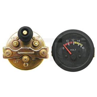 GRANIT Voltmeter 8 - 16 volt, schwarzer Ring