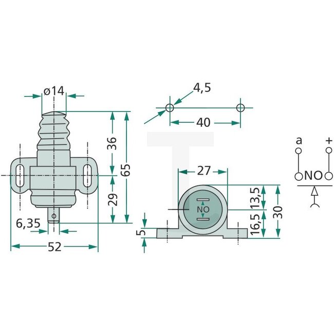 Cobo Contact switch for wiper system, 2 plug connections - 04392654, 1026267, 4392654