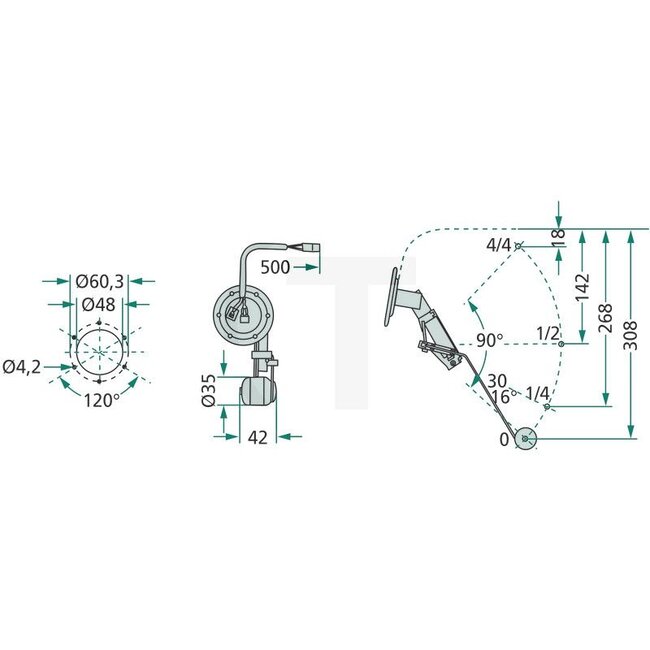 Cobo Tankvlotter Lengte: 308 mm - 22729087000, 5140580, 1028936 | Uitvoering: Slag: 268 mm, Lengte: 308 mm
