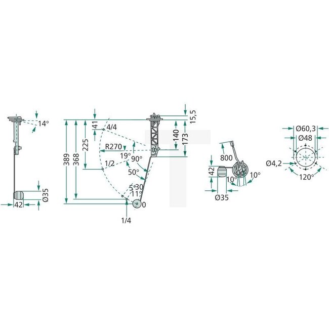 Cobo Tankgeber Haupttank | Hub: 389 mm - 22729088000, 5136771, 5112915, 1028939 | Ausführung: Haupttank, Hub: 389 mm