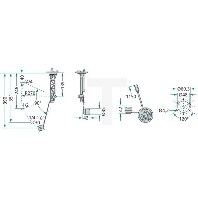 Cobo Tankvlotter hoofdtank, lengte 390 mm | 5136772, 5112116, 1028955