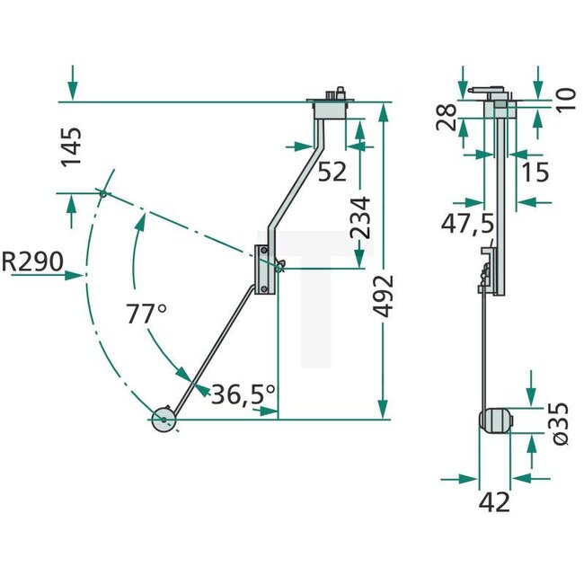 Cobo Tankvlotter Lengte: 492 mm - 22729265000, 82003505, 1029427 | Uitvoering: Lengte: 492 mm