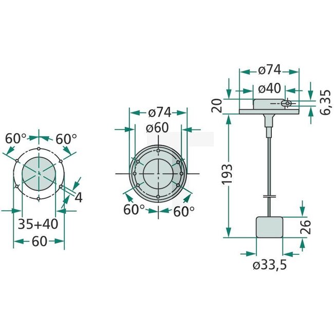 Cobo Tankvlotter voor de tweede tank | Lengte: 193 mm - 22729051000, 1028739, 5119739 | Uitvoering: voor de tweede tank, Lengte: 193 mm