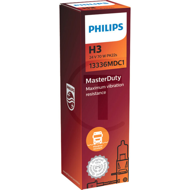 Philips Halogenlampe H3 - Spannung: 24 V, Leistung: 70 Watt, Sockel: PK22s - 13336MDC1