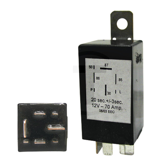 GRANIT Preheating relay - 50702002, 3405757R1, 27194A1 | Width: 30 mm | Height: 65 mm | Current: 70 A | Reference no.: 51 233 027  | Connection type: Blade terminal | Protection class: IP54 | Nominal voltage: 12 V | Plug: A 9,5 x 1,2 - A 6,3 x 0,8 - A 2,8 x 0,8