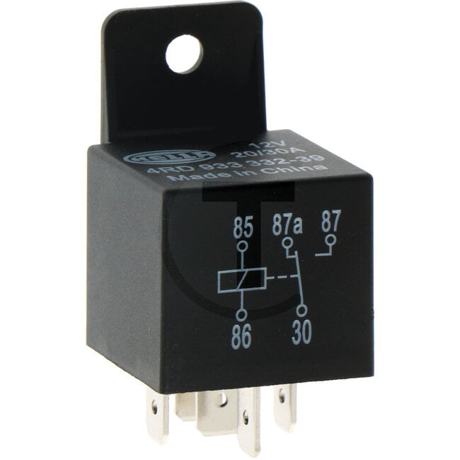 HELLA Micro-Relais Wechselkontakt 12 V, 30 - 40 A, 5-polig, mit Halter | 1589195, 4RD933332-391