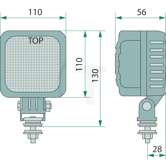 GRANIT Arbeitsscheinwerfer LED Breitstrahler 14 W, 900 lm, 108 x 55 mm, IP67 | LED1.46800, 42-1001-921, 20.10.09-LED