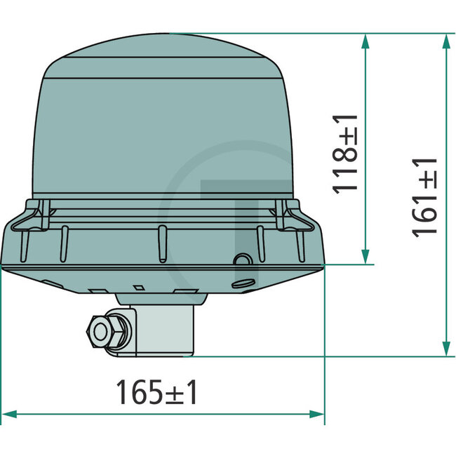 HELLA LED rotating beacon 12 / 24 V, Ø 165 mm, height 164 mm, flexible pipe socket | 11276