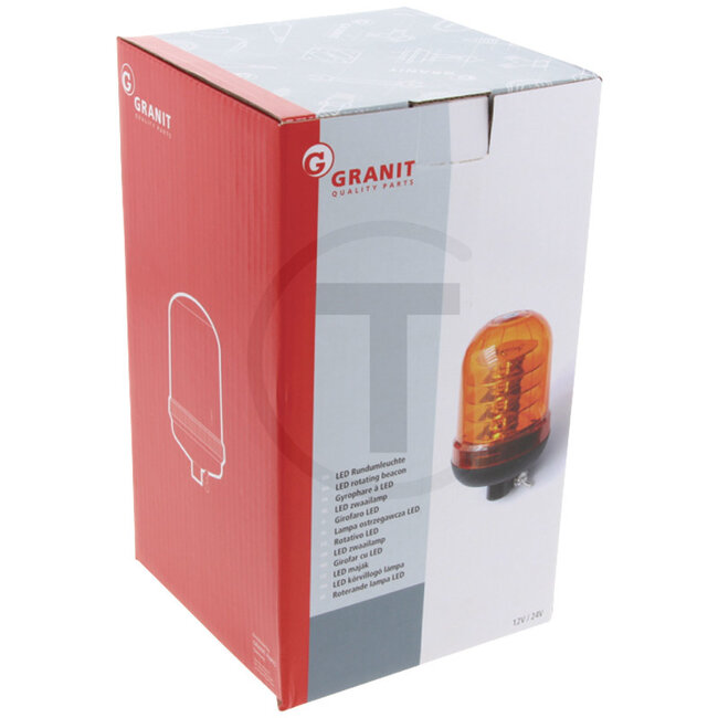GRANIT LED rotating beacon 12/24V | Socket pipe - 70799507, 21.87.L05.308 | Nominal voltage: 12 / 24 V | Bulbs included: Yes | Light function: Flashing | Diameter: 142 mm | Total height: 236 mm | Protection class: - | Colour: Yellow | Connection: Socket pipe | B