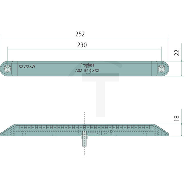 PROPLAST Rückleuchte LED "PRO-CAN XL 3F" links / rechts - Abmessungen B x H x T: 252 x 22 x 18 mm - 40026752