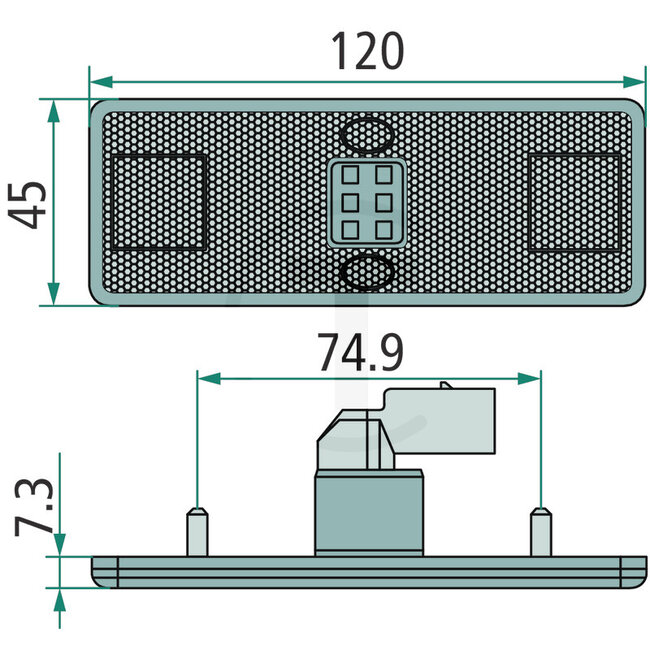 GRANIT LED-Seiten-Markierungsleuchte gelb 9 - 33 V, 120 x 45 x 7,3 mm | 535-0.05/12