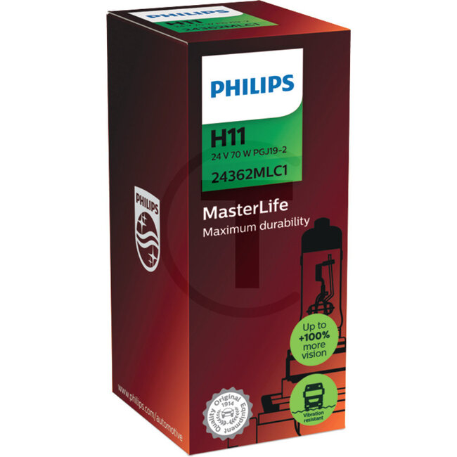 Philips Halogeenlamp H11 24 V, 70 W, sokkel PGJ19-2, MasterLife | 24362MLC1