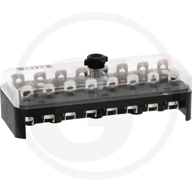Cobo Fuse box 8-pin - 2270010031, 1027905 | Version: For side blade terminals | Dimensions L x W x H: 120 x 47 x 30 mm