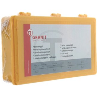 GRANIT Schmiernippel-Sortimente gerade, 45°, 90° M6x1 - M10x1 - 110-teilig
