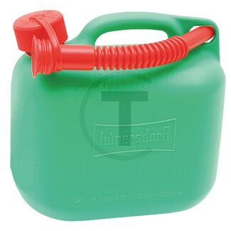 HÜNERSDORFF Brandstof jerrycan groen 5L voor benzine en diesel - TÜV-gecertificeerd, incl. flexibele slang