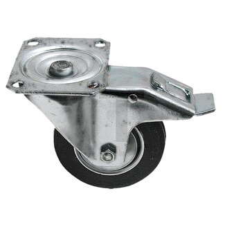 GRANIT Solid rubber swivel castors with double stop - rubber - Ø 125 mm