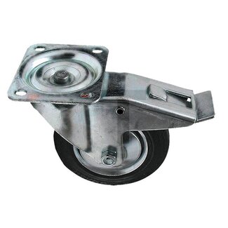 GRANIT Swivel castor with brake - rubber - Ø 200 mm