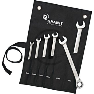 GRANIT BLACK EDITION Combination ratchet spanner set 6 pcs.