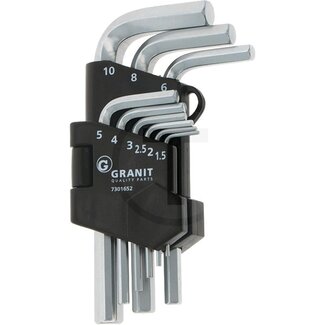 GRANIT BLACK EDITION Hex key set in folding holder short 9 pcs., 1.5-10 mm