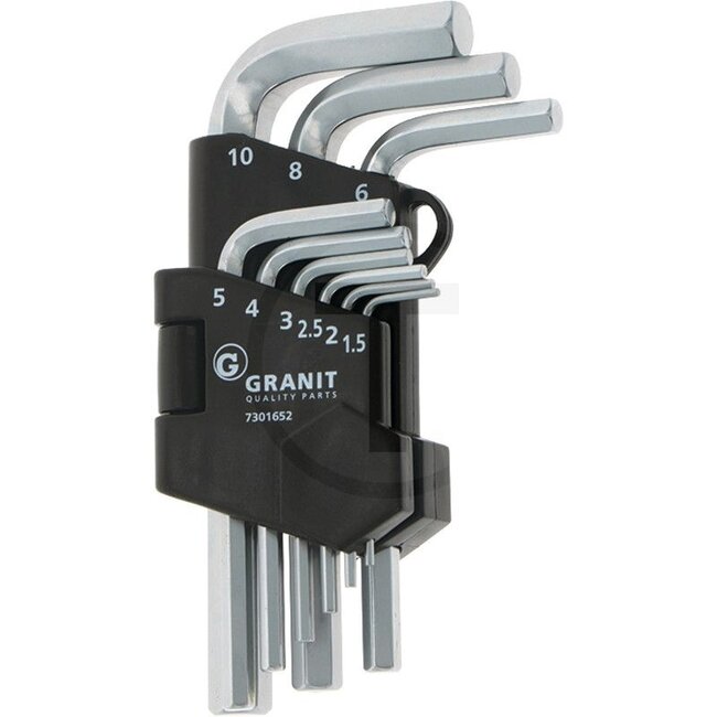 GRANIT BLACK EDITION Hex key set in folding holder short 9 pcs., 1.5-10 mm - 000007301652, 0000007301652