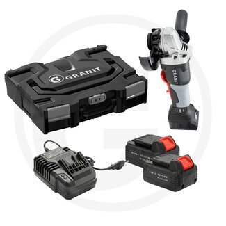 GRANIT BLACK EDITION Haakse slijper + 2x 18V 4,0 Ah lithium-ion accu en lader