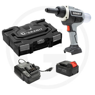 GRANIT BLACK EDITION Cordless riveting tool set incl 1x 18V 4.0 Ah lithium-ion battery and 1x battery charger